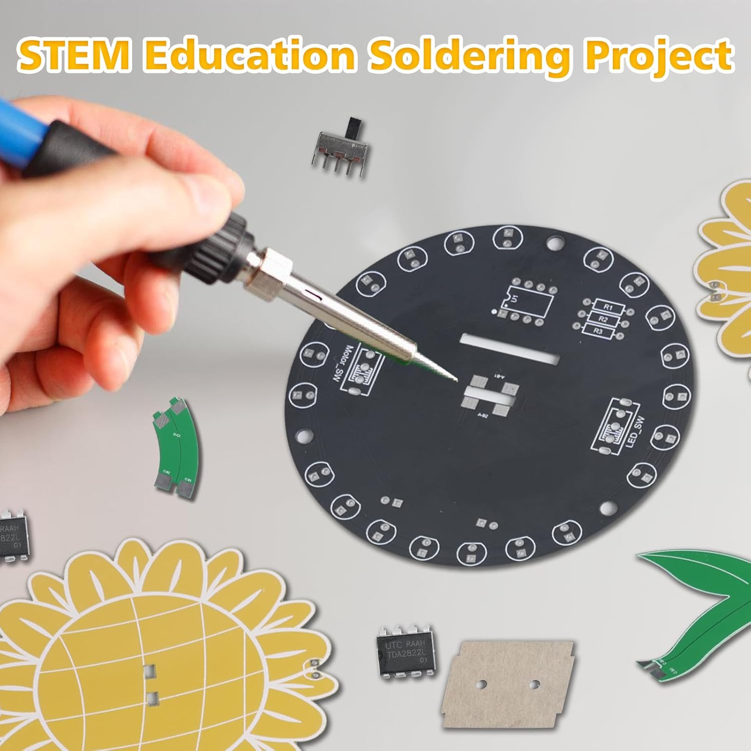 Light Chasing Sunflower Solder - Diy Electronics For Adults ulasan dan harga