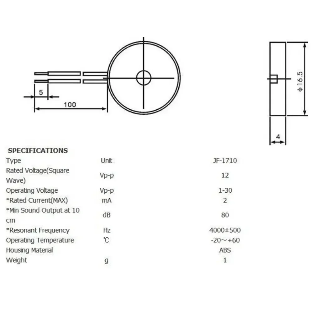 1710 Passive Piezo Buzzer Elec - Diy Electronics Wire ulasan dan harga