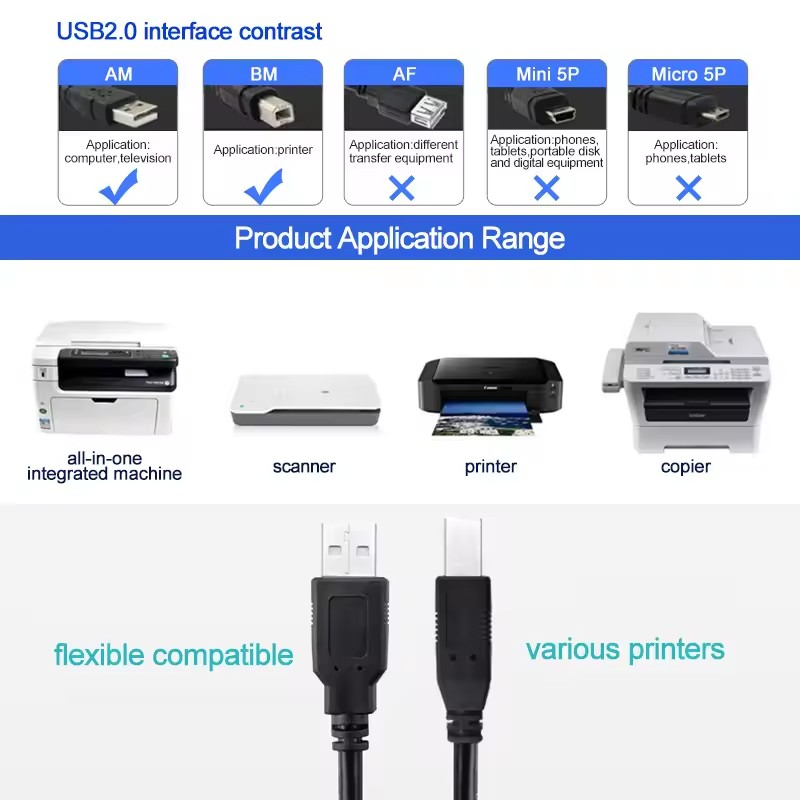 USB Printer Cable Type B Male  - Diy Electronics Wire ulasan dan harga