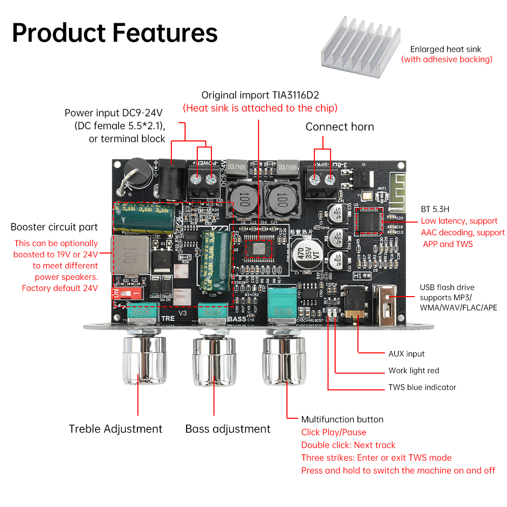 100W Mono Bluetooth 5.3 Amplif - Diy Audio Electronics Kit ulasan dan harga